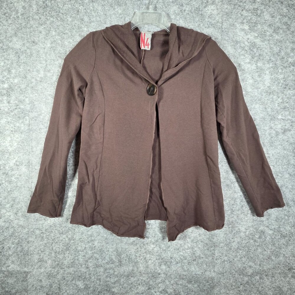 Anthropologie N4 Women's Long Sleeve Hooded Cardigan  Brown Size 4